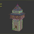 Scenic Old Tower with Blue Roof Stone Walls Small Windows and Wooden Parts