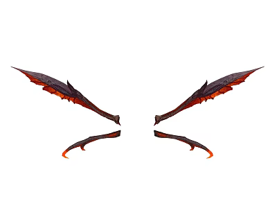 Stylish Wing Shaped Wall Decor With Dark Red Color And Modern Design 3d model