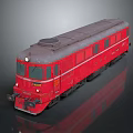 Vintage Red Train With Dark Roof Windows And Headlights On Black Background