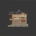 Detached Villa Featuring Wooden Design Gray Roof Chimney Second Floor Balcony Stone Base And Lawn