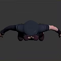 Stylized Female 3D Character Model With Uniform Hat Dark Top Shorts And Boots