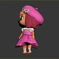 Cartoon Game Movie Character With Pink Hat Bow Orange Hair Purple Eyes Pink Dress