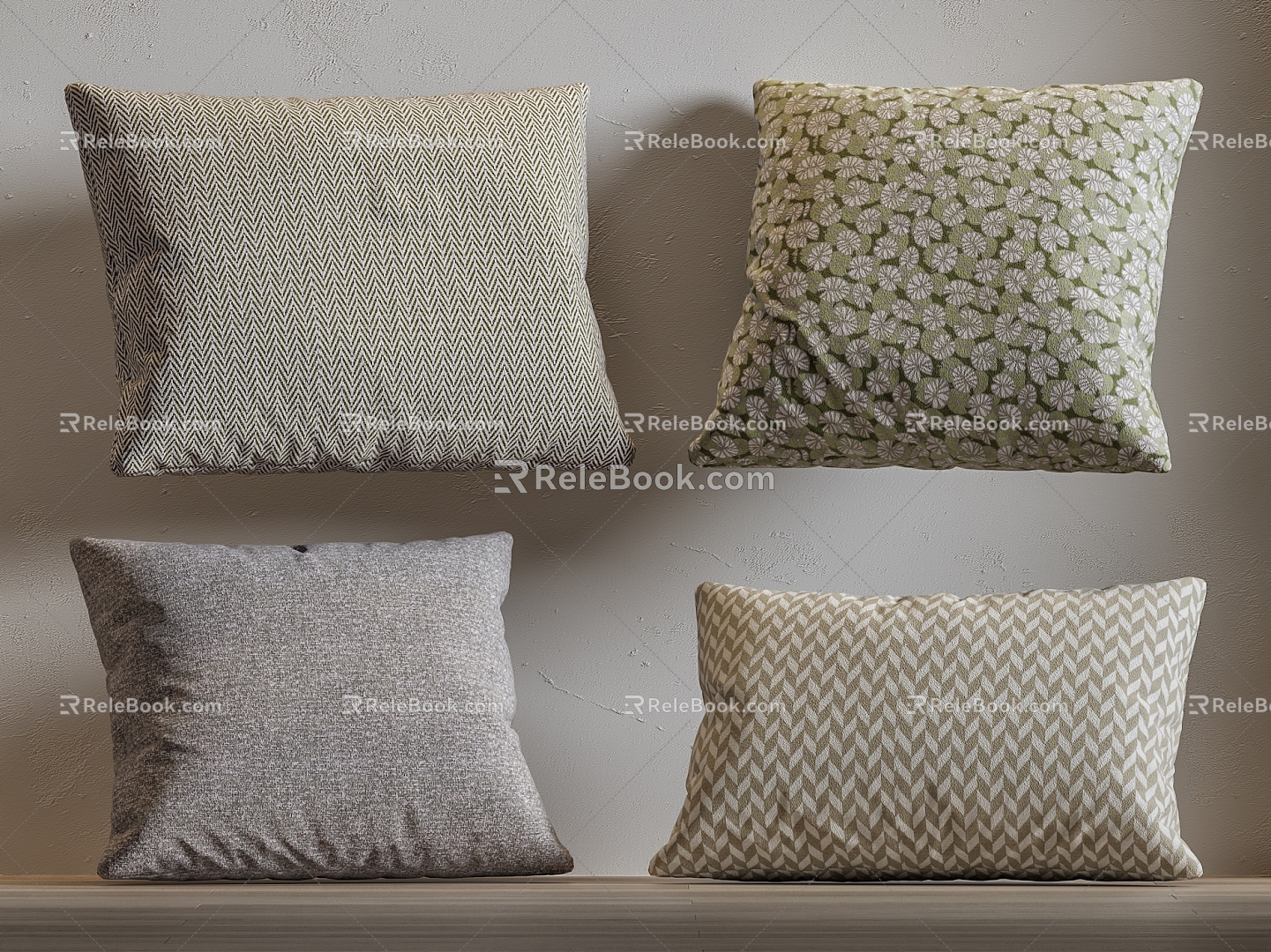 Modern Pillow Square Pillow Fabric Pillow Pattern Pillow 3d model