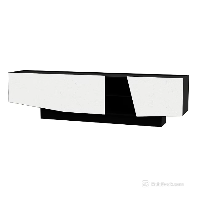 Modern Reception Desk With White Panel And Black Sleek Contemporary Design 3d model 