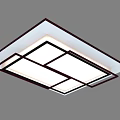Square Modern Ceiling Light With Dark Frame And White Illuminated Panels 3d model