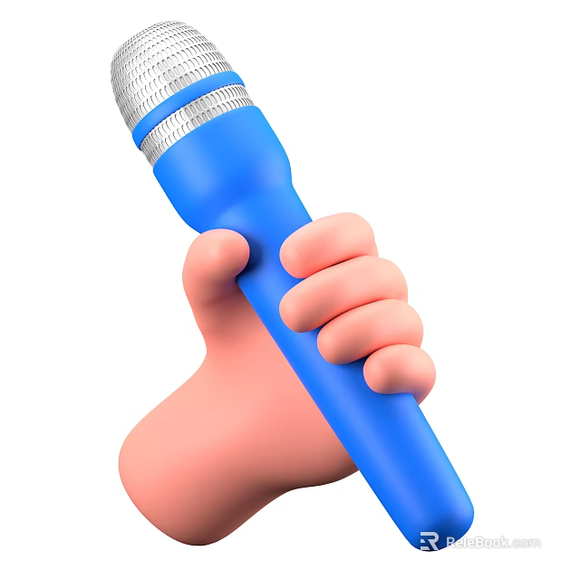Smart Machine Blue Microphone Handheld Device Being Held Tightly by a Human Hand 3d model 
