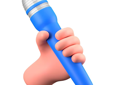 Smart Machine Blue Microphone Handheld Device Being Held Tightly by a Human Hand 3d model
