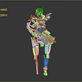 Futuristic Robot 3D Model With White Blue Yellow Mechanical Structure Design