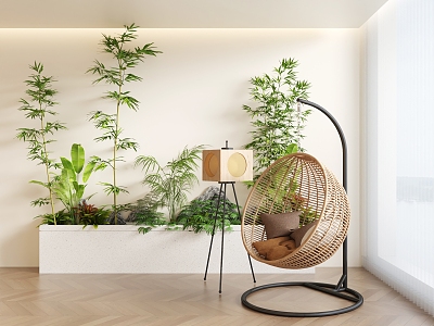 Plant Landscape Sketch Flower Pond Hanging Chair Rocking Chair Indoor Landscape Balcony Landscape model