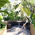 Outdoor Landscape Seating Design Surrounded By Lush Green Plants And Natural Environment