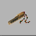 Bamboo Tea Container With Tea Leaves And Colorful Bead String For Home Use 3d model