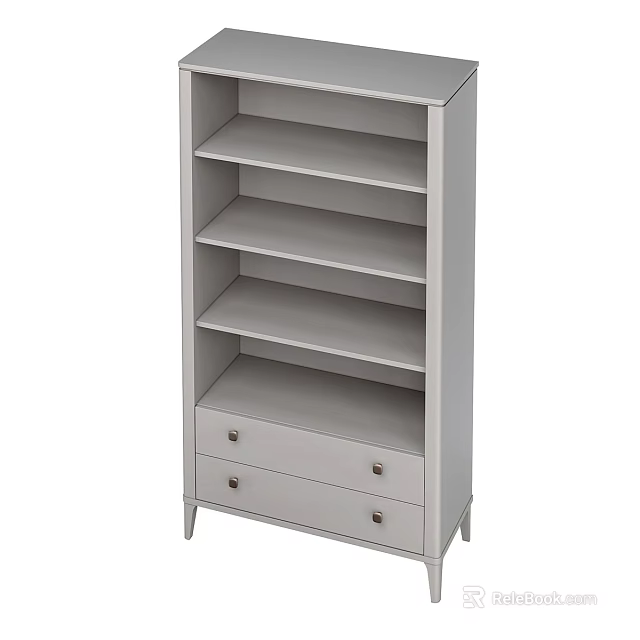 Gray Modern Storage Cabinet With Open Shelves And Drawers For Home 3d model 