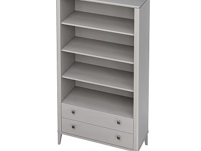 Gray Modern Storage Cabinet With Open Shelves And Drawers For Home 3d model