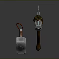 Medieval Battle Weapons Double Headed Hammer And Axe With Wooden Handles
