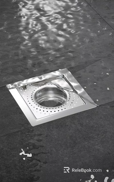 Modern Square Stainless Steel Bathroom Floor Drain With Grid Design For Water Drainage 3d model 