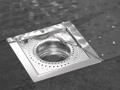 Modern Square Stainless Steel Bathroom Floor Drain With Grid Design For Water Drainage 3d model