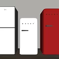 Three HUSKY Refrigerators And Freezers White And Red Double Single Door Designs