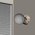 Modern Wall Lamp With Round Milky Lampshade And Marble Base Indoor By Window Blinds