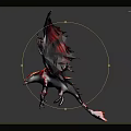 Fantasy Mythical Dragon Creature with Red Black Wings and Fiery Scales 3D Design