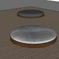 Modern Round Stools with Upholstered Black and Gray Seats and Wooden Bases