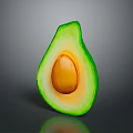 Halved Avocado With Green Skin Yellow Flesh And Central Seed On Dark Background