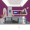 Stylish Modern KTV Lounge with Purple Lighting Sofa TV Screens and Coffee Table