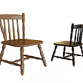 Traditional Light and Dark Brown Wooden Dining Chairs with Spindle Back Design