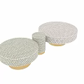 Elegant Modern Round Dining Table With White Honeycomb Pattern And Golden Base 3d model