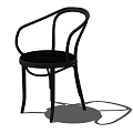 Modern Single Chair With Curved Armrests Leather Seat And Metal Frame