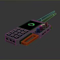 Weapon Controller With Black Buttons Red Handle Two Antennas And Green Circular Logo