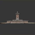 Traditional Architectural Structure With Red Square Platform And Circular Base Design
