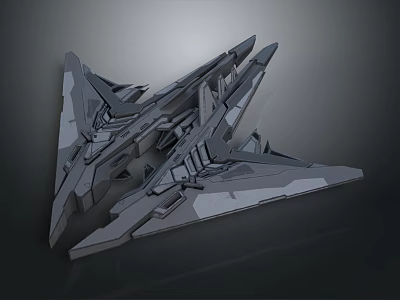 Futuristic Cosmic Spaceship 3D Model Featuring Advanced Geometric Aerodynamic Mechanical Design 3d model