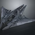 Futuristic Cosmic Spaceship 3D Model Featuring Advanced Geometric Aerodynamic Mechanical Design 3d model