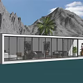 Modern Detached Villa With Large Glass Windows By Forest And Lake Waterfront