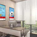 Modern Office Workspace With Desk Computer Ergonomic Chair Wall Posters And Green View