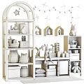Cute Wooden Entryway Side Cabinet With Storage Shelves Drawers And Decorative Ornaments Star Lights