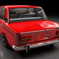 Classic Red Sedan Exterior With Shiny Finish And Black Wheels Chrome Grille