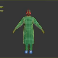 Individual in Full Green Protective Suit With Face Mask and Gloves Isolated on Dark Background 3d model