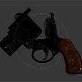Classic Vintage Revolver With Wooden Grip And Metal Frame Design Details