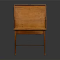 Sturdy Wooden Display Cabinet Shelf With Open Lid And Grid Compartments Inside
