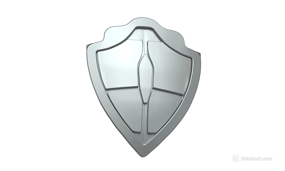 Silver Shield Weapon Featuring Sleek Metallic Design And Protective Armor Structure 3d model