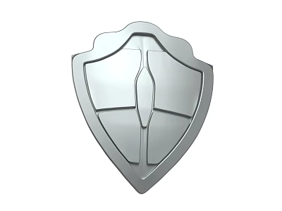 Silver Shield Weapon Featuring Sleek Metallic Design And Protective Armor Structure 3d model