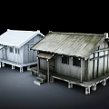 Traditional Wooden Houses With Different Roof Designs Wooden Structures Stairs And Platforms