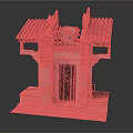 Traditional Ancient Chinese Architecture Gatehouse with Tile Roof Intricate Carvings and Stone Base
