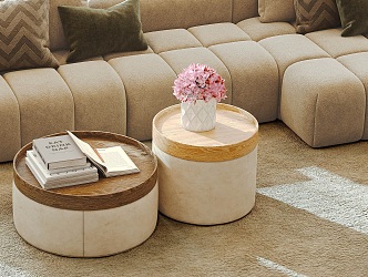 Modern Sofa Coffee Table Combination Multi-person Sofa Coffee Table Chair Stool Decorations Carpet Floor Lamp Ornaments 3d model