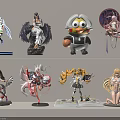 Decorative Figurine Collection Featuring Anime Characters With Diverse Poses And Intricate Details