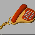 Vintage Retro Telephone With Red Handset Yellow Body And Dial Keypad