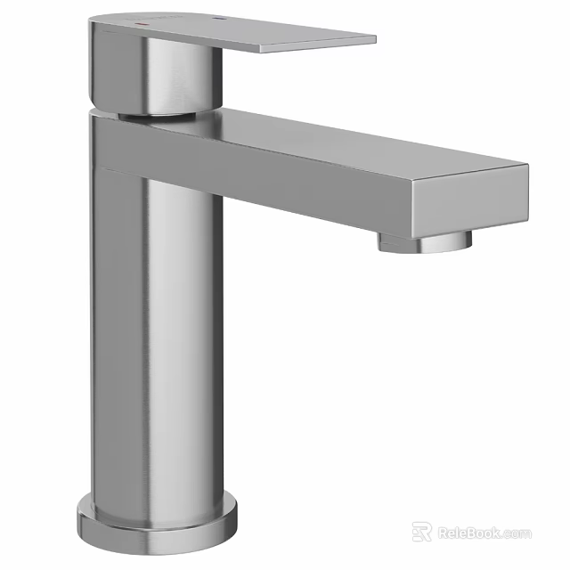 Modern Stainless Steel Faucet with Sleek Square Design and Tall Neck 3d model 