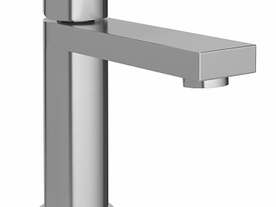 Modern Stainless Steel Faucet with Sleek Square Design and Tall Neck 3d model