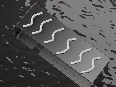 Long Strip With White Wavy Curved Elements On Black Surface 3d model